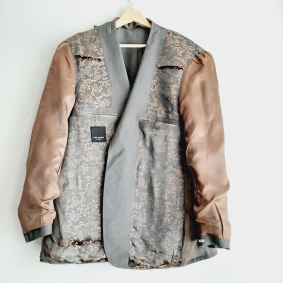 TED BAKER London Blazer Jacket Solid Gray Men's Sz 44 R - Picture 11 of 15